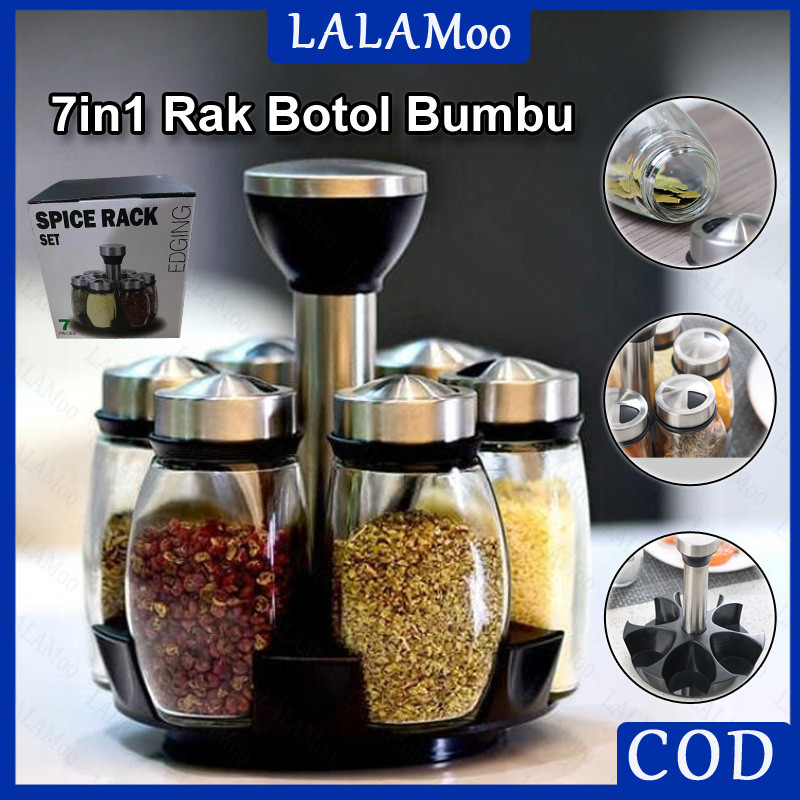 Rak Botol Bumbu 7in1 / Rak Bumbu Berputar / Rak Bumbu Dapur / Kotak Bumbu Berputar / Rak Bumbu / Rak