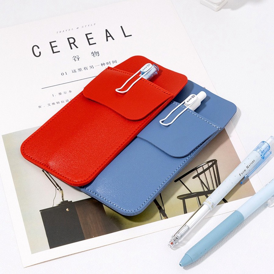 

Candy Color Leather Pencil Case Wear-resistant Leak-proof Nurse ert Pocket Pen Case Large Capacity Portable Pen Storage Bag