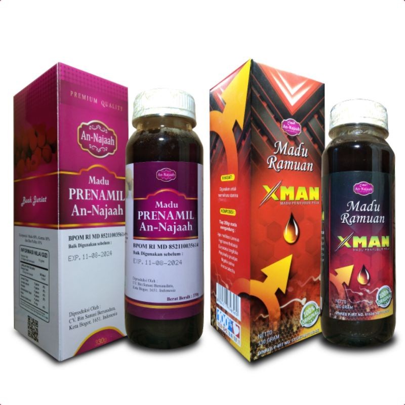 

Madu Promil Penyubur Kandungan Wanita Prenamil An Najaah Dan Madu Subur Pria X Man 330 Gram