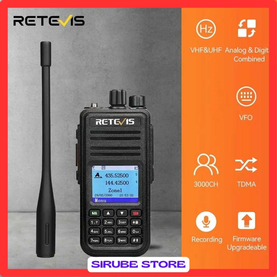 RETEVIS Walkie Talkie Two Way Radio Dual Band Digital Analog 2000mAh - RT3S