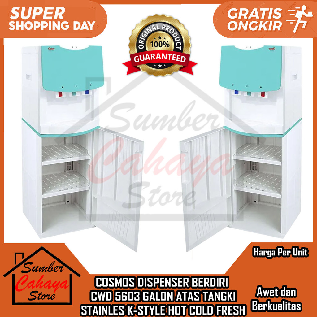 Cosmos Dispenser Cwd 5603 Cwd5603 Hot Cool Fresh K-Style Disfenser Berdiri Meja Kosmos 3 Kran Keran 