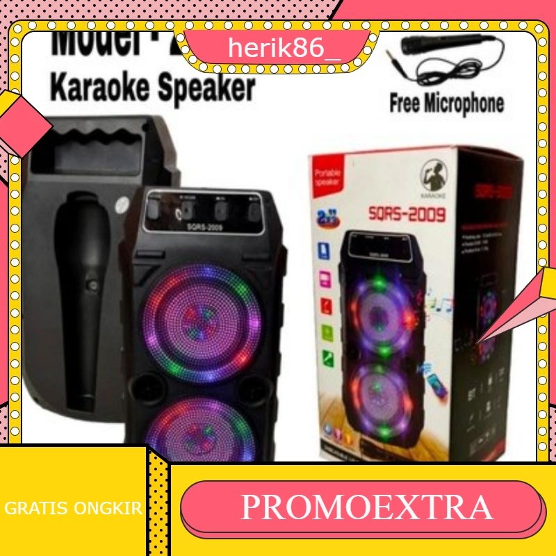 Speaker Karaoke bluetooth Free Mic+ lampu Disco Ajeb Ajeb..BigBass