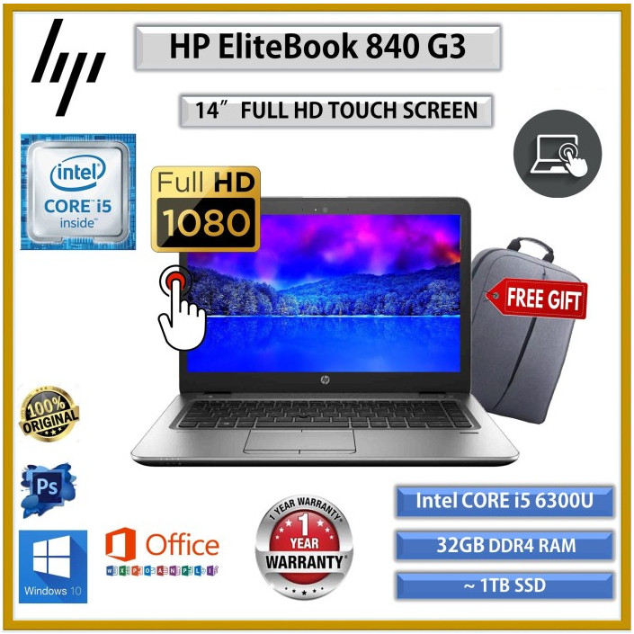 Laptop Touchscreen HP Elitebook 840 G3 Intel core i5 gen 6 16GB/256 SSD