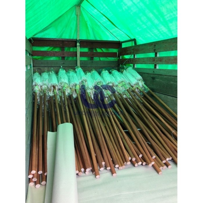 Super Trending Payung Bali Hias Dekorasi / Tedung Pantai Kain Katun Rami 1,25M - Natural, Katun