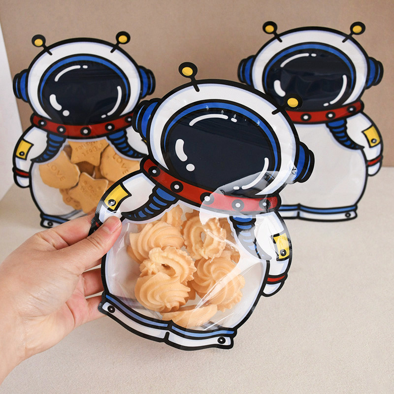 

10Pcs Astronaut Candy Cookie Bags Self Sealing Snack Baking Packaging Gift Bag Kids Outer Space Birthday Party Decor Favors