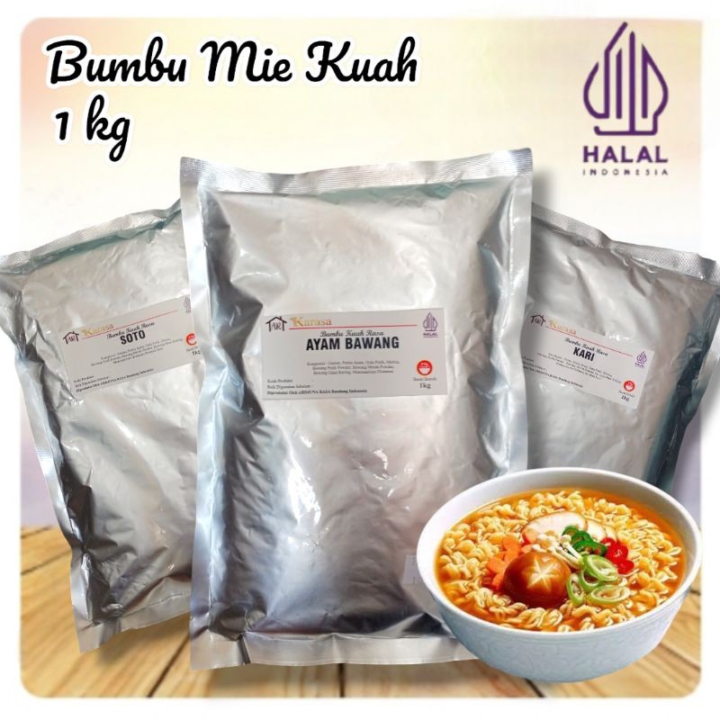

BUMBU MIE KUAH INSTAN mirip INDOMIE ( 1 KG ) HALAL. Rasa Ayam Bawang, Kari, Soto, Asin Gurih, Seblak, Cuankie .Untuk 200 porsi masakan
