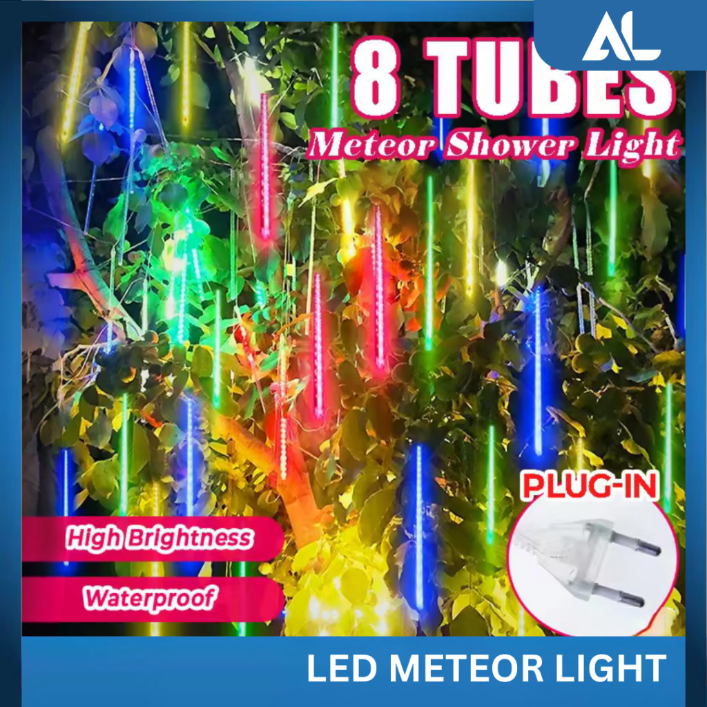Lampu Meteor LED RGB 8 Batang / Lampu Hujan Meteor RGB Jatuh Salju Taman Hias