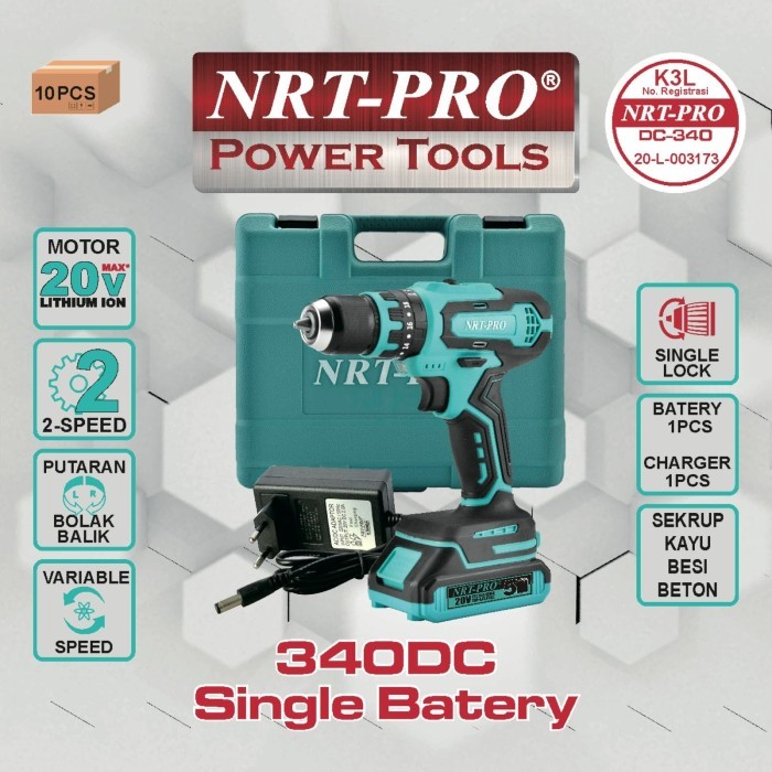Bor Cordless 20 V NRT PRO DC340 DC 340 Set Bor Battery - 1 Battery