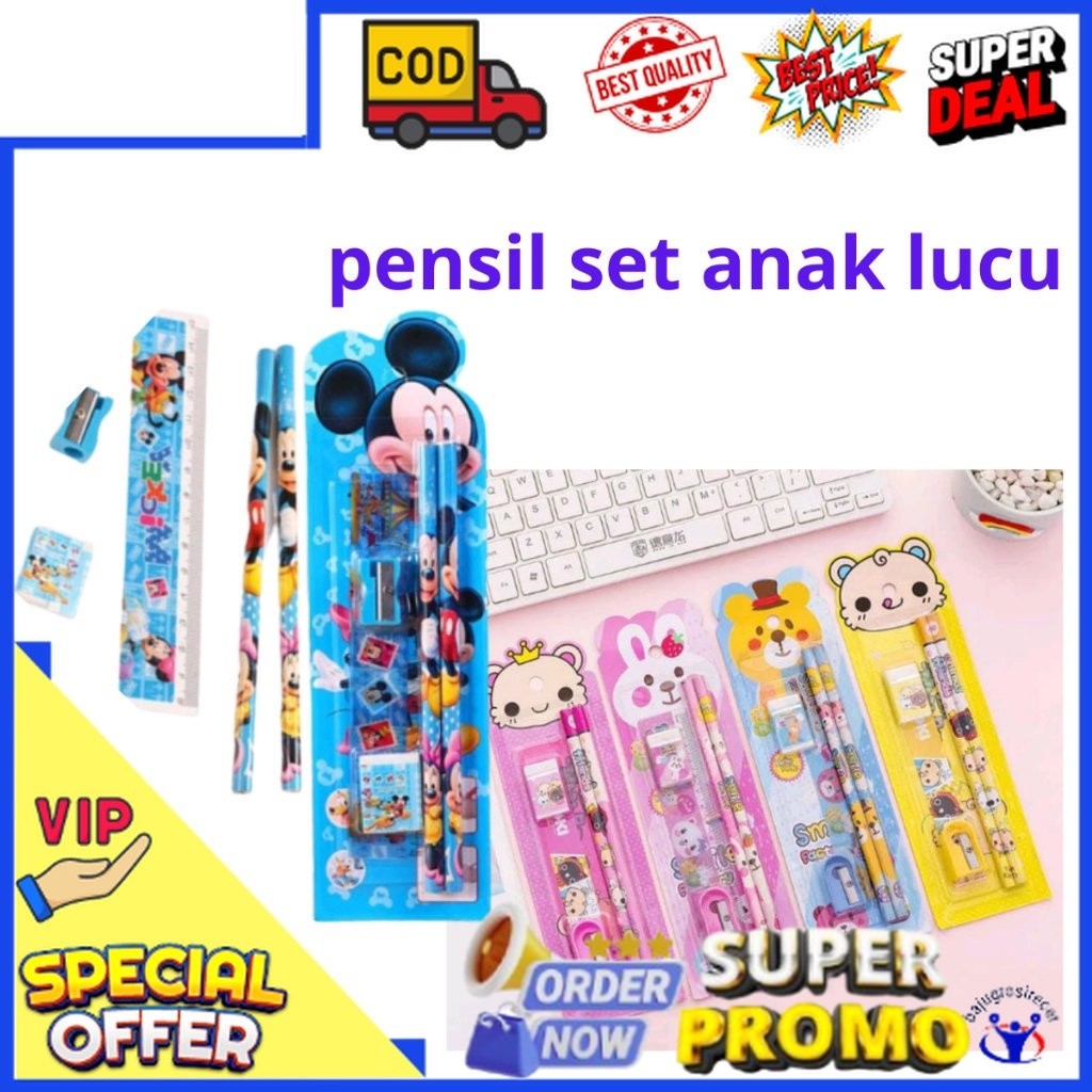 

Bisa Cod Alat Tulis Set 5 in 1 Karakter / Paket Alat Tulis 5 in 1 Lucu / 1 Set Alat Tulis Sekolah