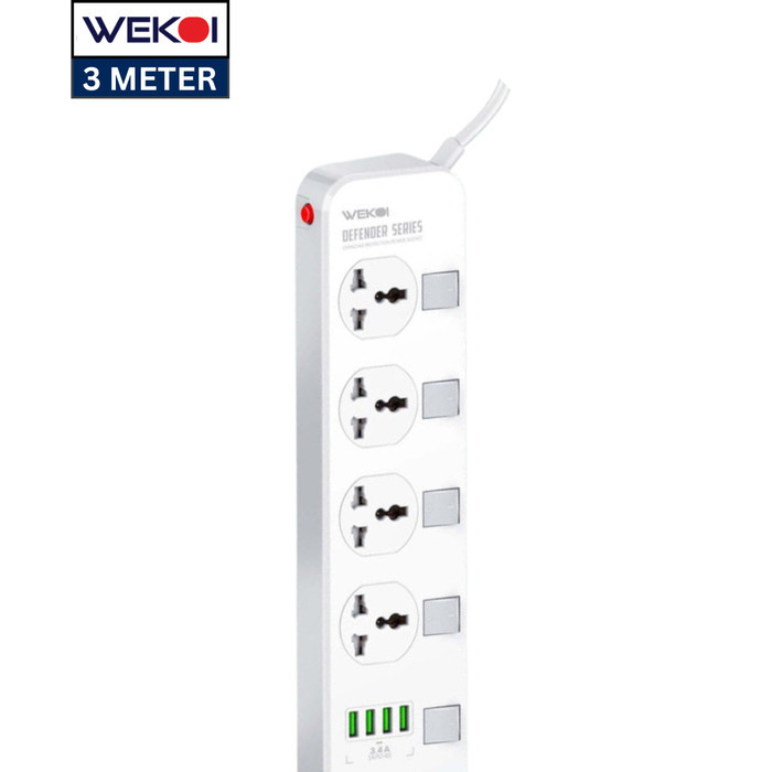 LDNIO SC4408 Power Strip Extension Stop Kontak 4 Socket 4 USB 2 Meter - WSC4408