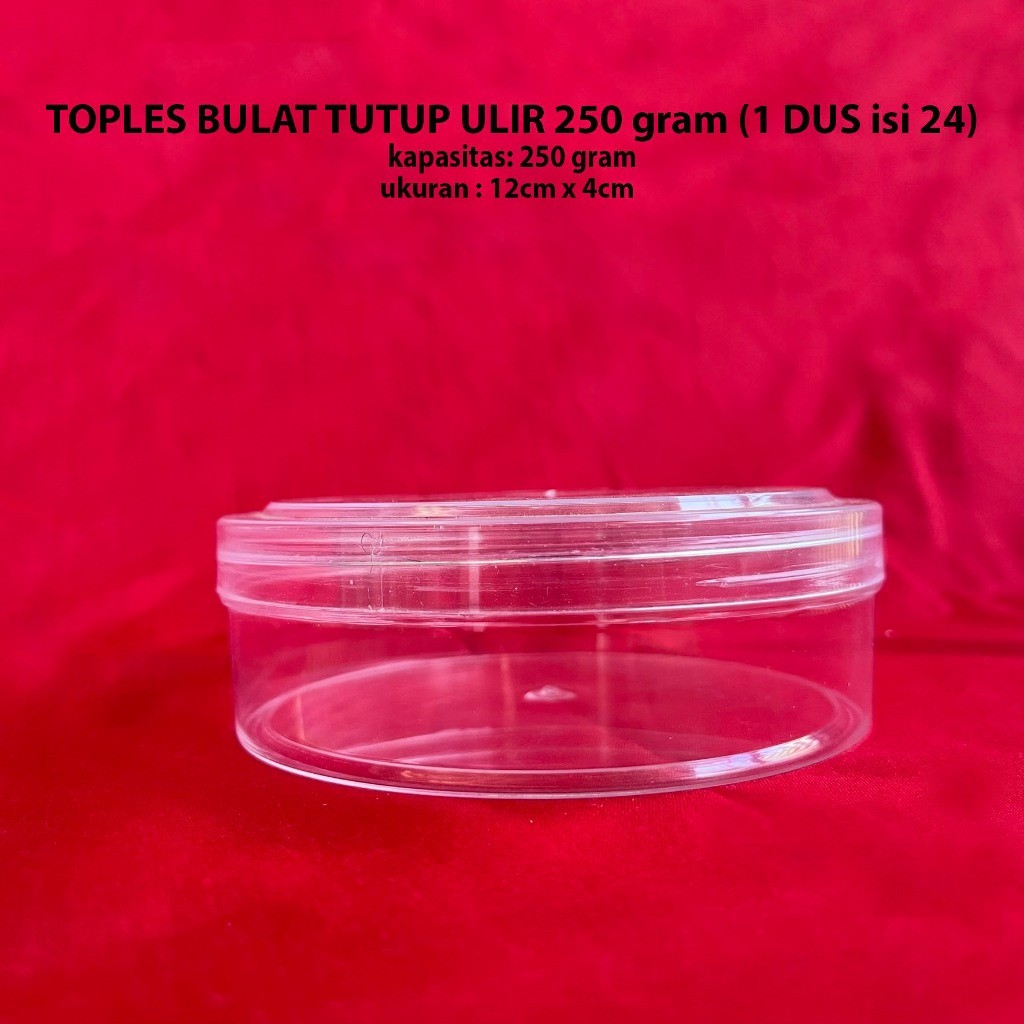 Toples Plastik Kue Kering Bulat Tutup Ulir 250gram (24pcs / 1 Dus)