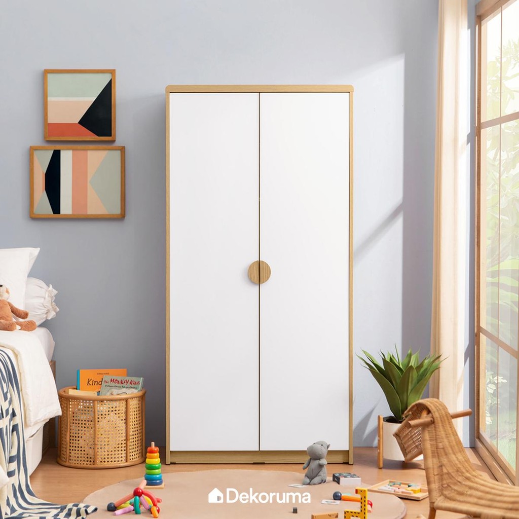 Dekoruma JINRI Lemari Pakaian Anak Minimalis 2 Pintu - Putih