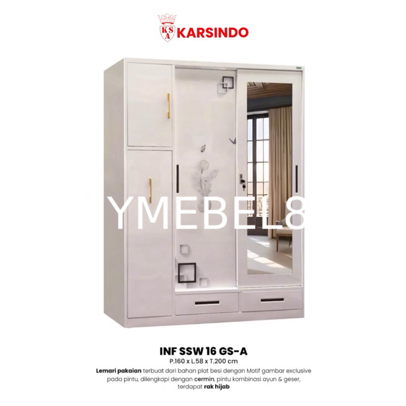 [MYMEBEL88] LEMARI JUMBO 4 PINTU PLUS RAK HIJAB/SSW16 GS-A & SSW16 GS-B