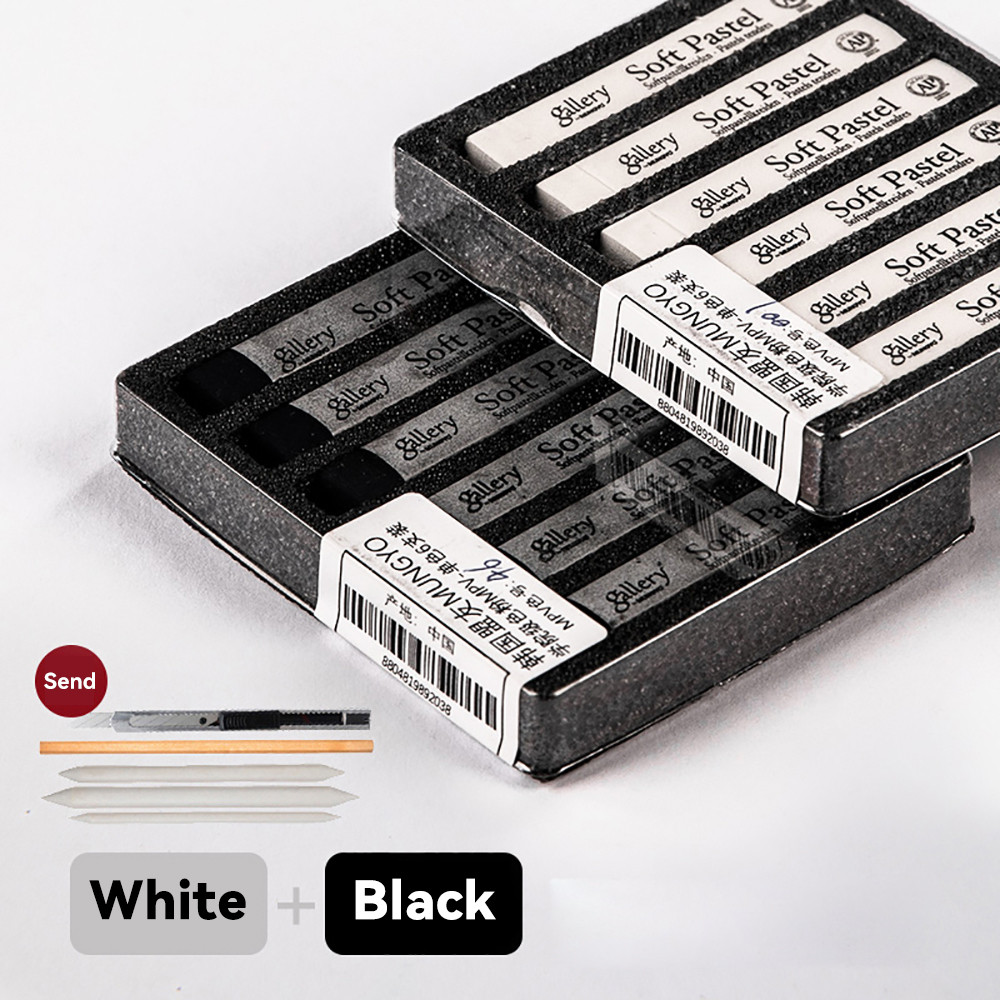 

Black/White Soft Colors Chalk Non Toxic 6/12P Powder Sticks Smearing Drawing Sketch Graffiti Art Supplies Painting Stationery