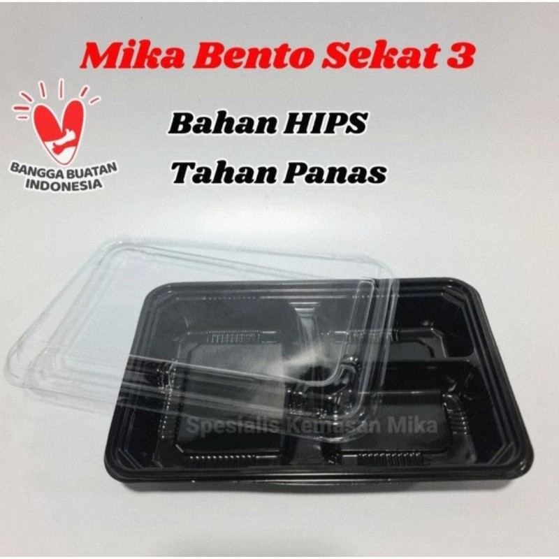 Mika Bento 3 Sekat - Tray Bento Sekat 3 - Box Bento 3 Sekat - Tray Mika Bento Sekat 3 - Bahan HIPS F