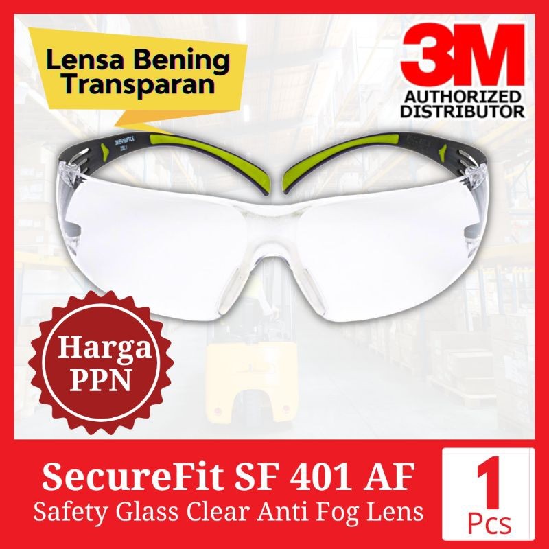 3M Secure Fit SF 401 AF Clear Anti Fog Lens (Harga 1 Pcs)