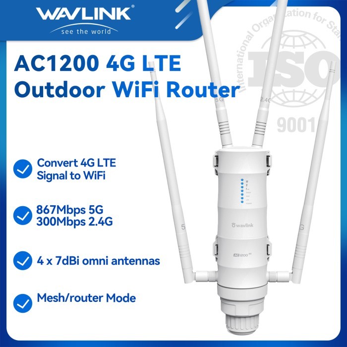 Wavlink AC1200 Dual Band 4G Kartu SIM LTE Router Wi-Fi Luar Ruangan