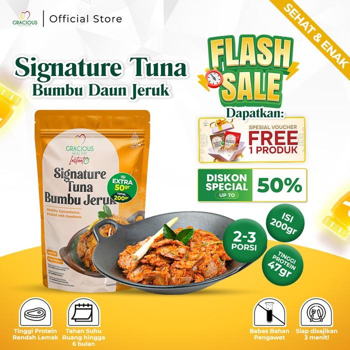 

TUNA BUMBU DAUN JERUK [Makanan Instant Sehat Siap Saji , Tanpa Bahan Pengawet, Tahan Hingga 6 Bulan suhu ruang]