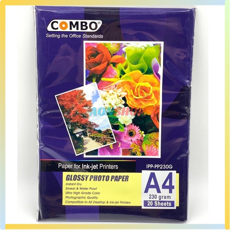 [AS] Kertas Foto Glossy Glossy Photo Paper A4 Tebal 230 Gram Combo