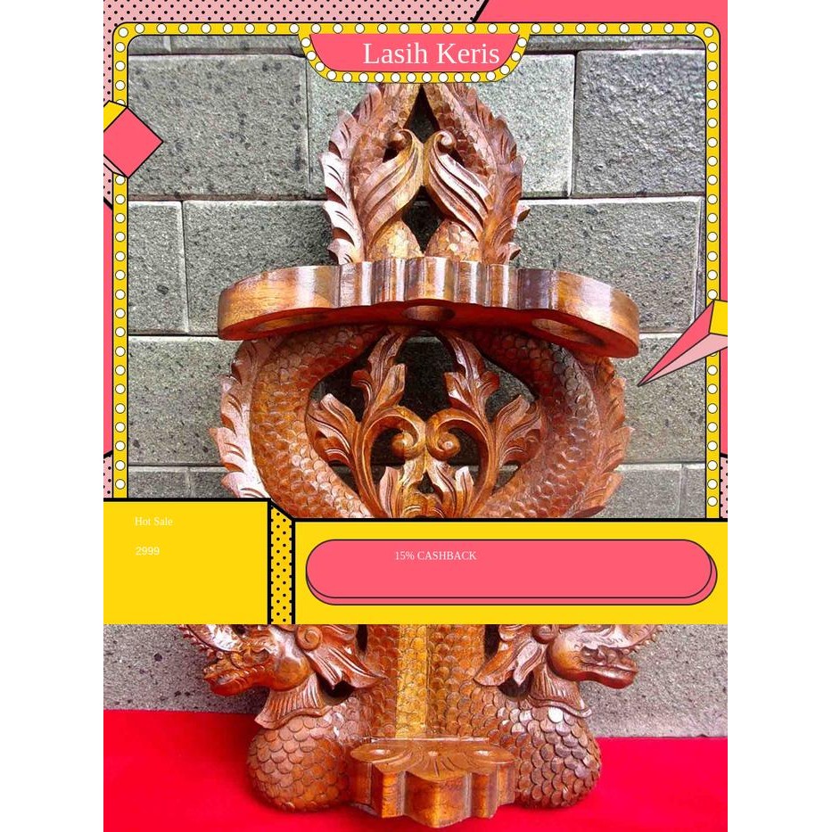 Blawong Tempat Keris Tombak Isi 3 Kayu Jati Ukir Naga Raja Kembar KRS5