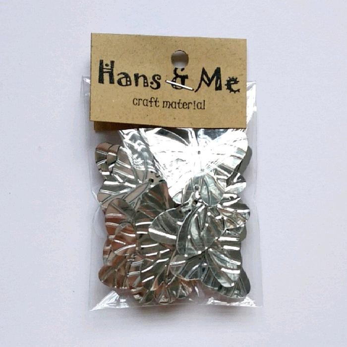 Payet Manik Kupu-Kupu Silver Besar 30*24mm