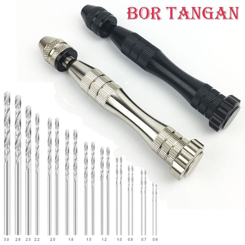 Bor Tangan Manual HSS Twist Drill multifungsi bor tangan mini bor manual 0.5mm sampai 3,2mm