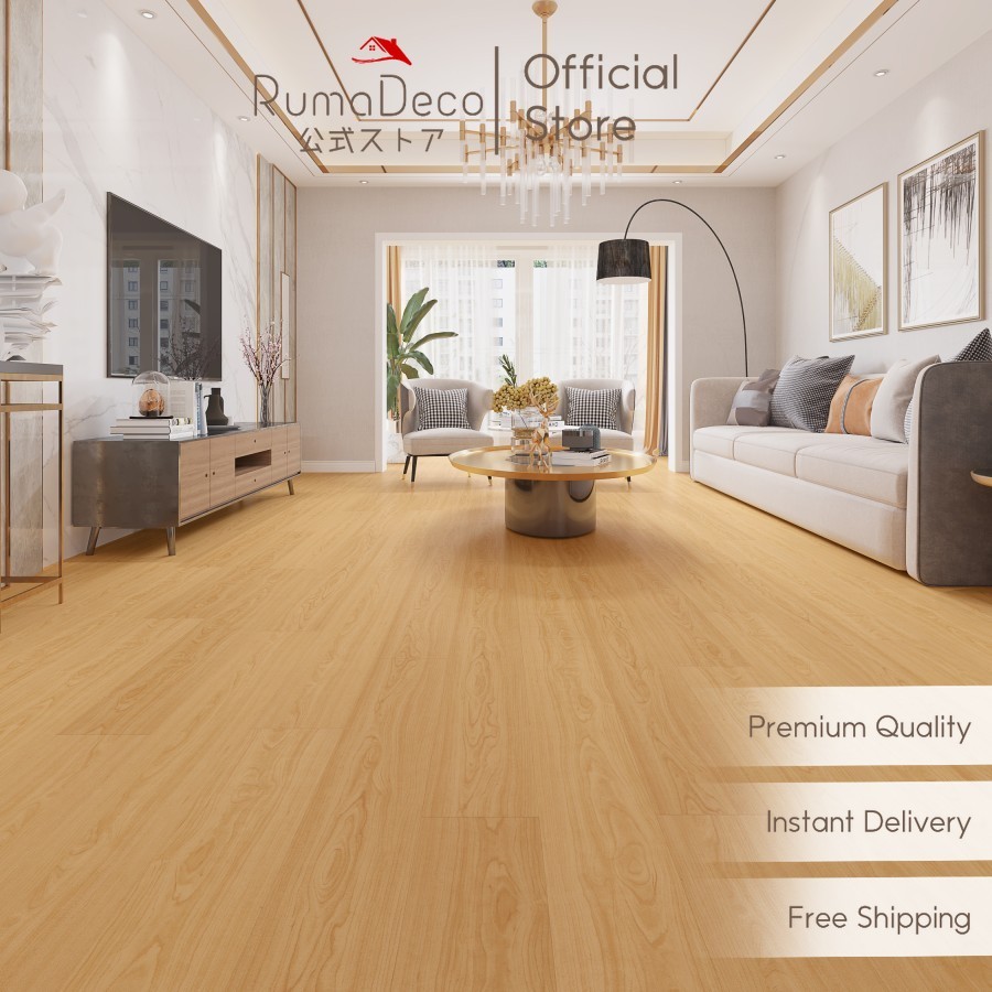 「 RUMADECO 」Lantai SPC Motif Kayu Parkit Klik 5mm | SPC Flooring Premium Sistem Click