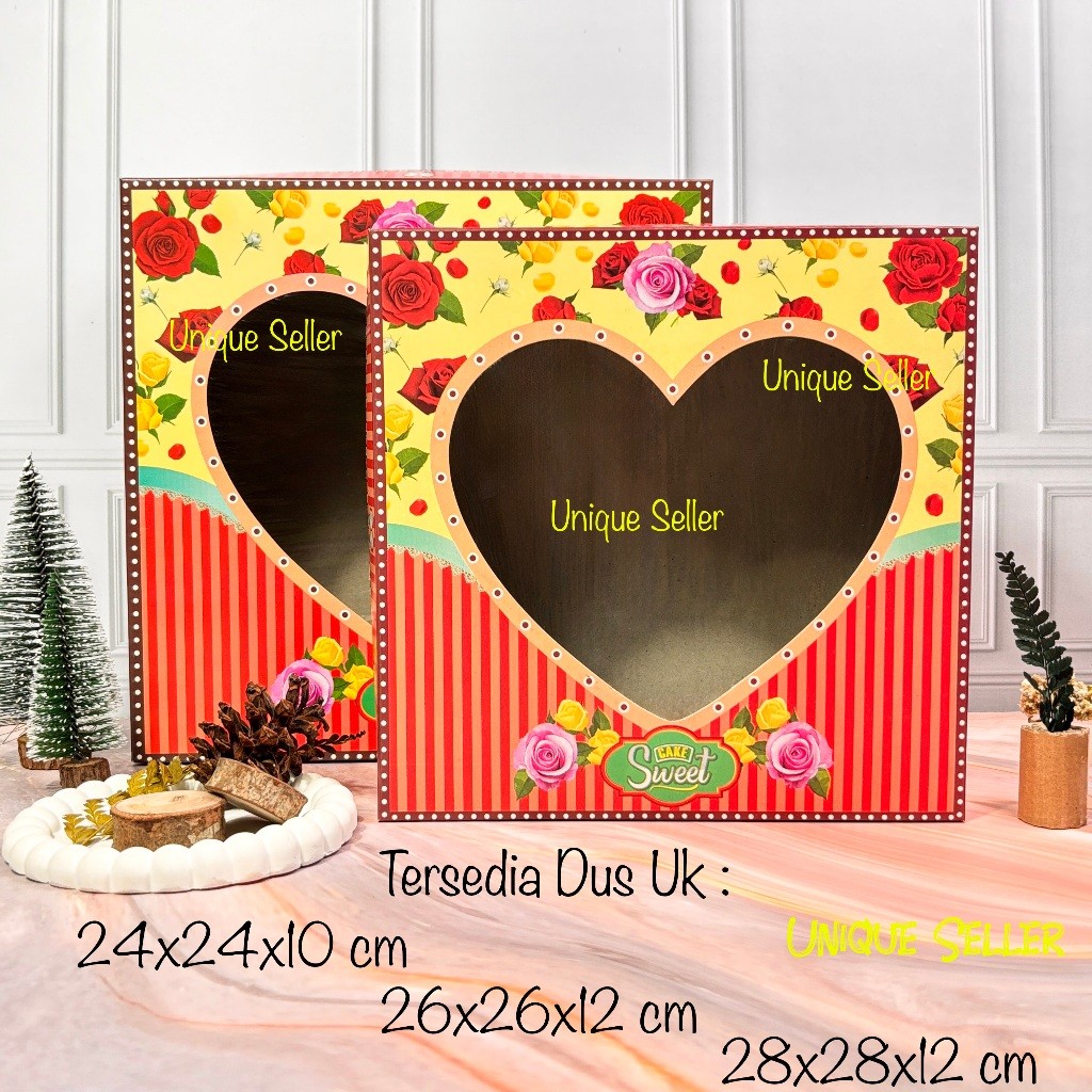 [Isi10] Dus Kue Tart TUTUP HATI 24x24x10 26x26x12 28x28x12 / Dus Box Lamaran Tutup Hati Uk 24 26 28 