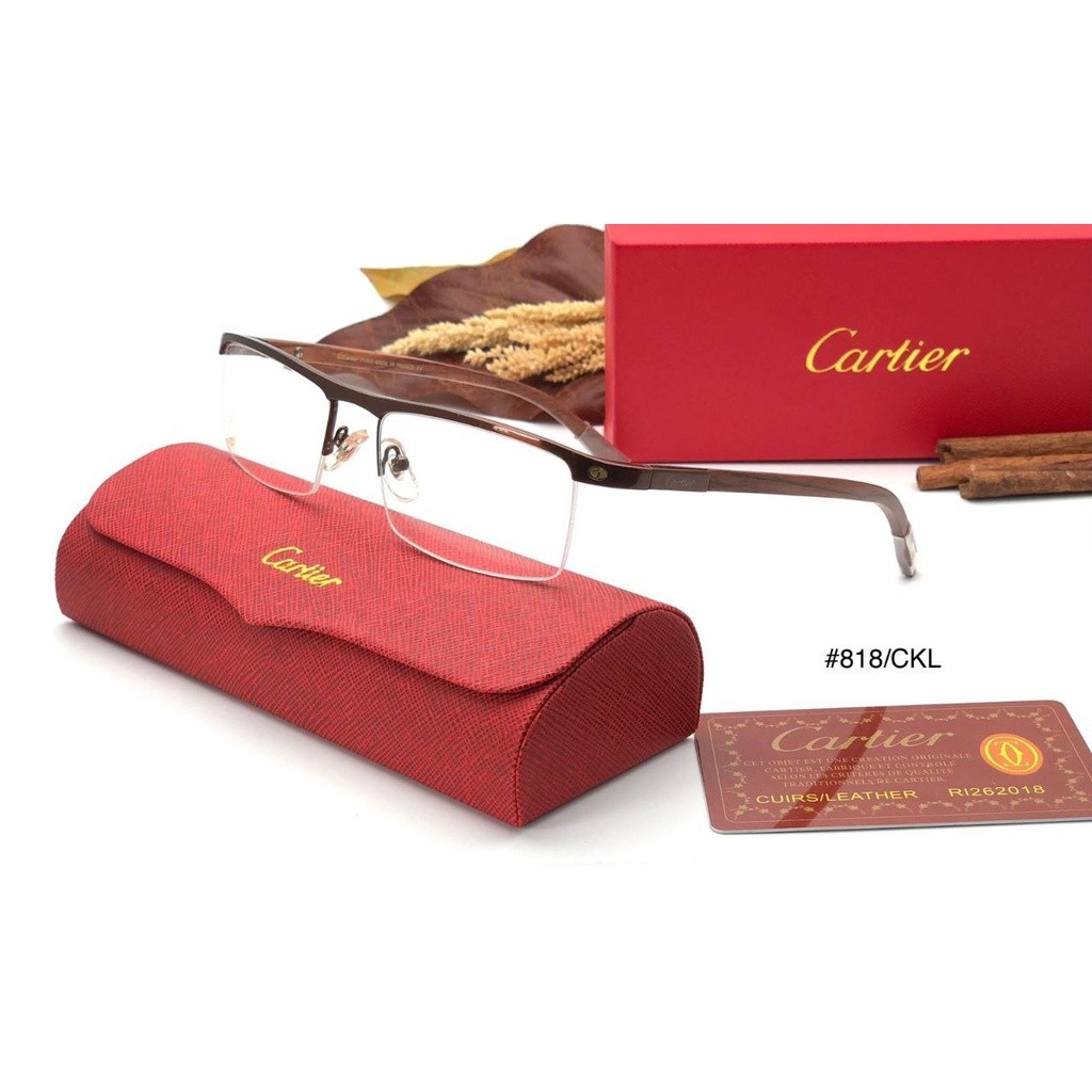 (COD) Kacamata Cartier Kayu 818 Frame Kayu Premium Quality Pria Wanita