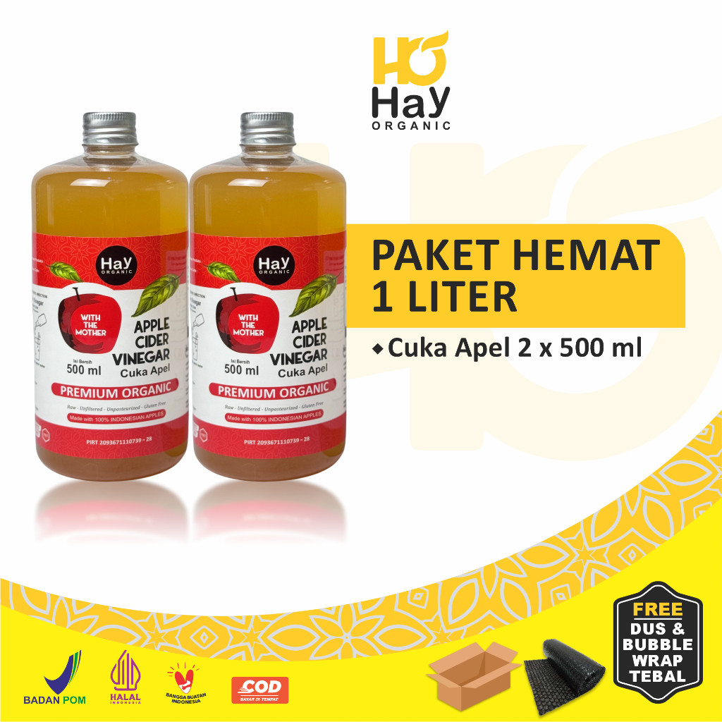

Hay Organic - Cuka Apel Organik 1 Liter Apple Cider Vinegar With The Mother