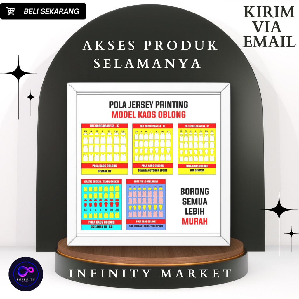 POLA JERSEY KAOS OBLONG LENGKAP ( File CorelDraw )