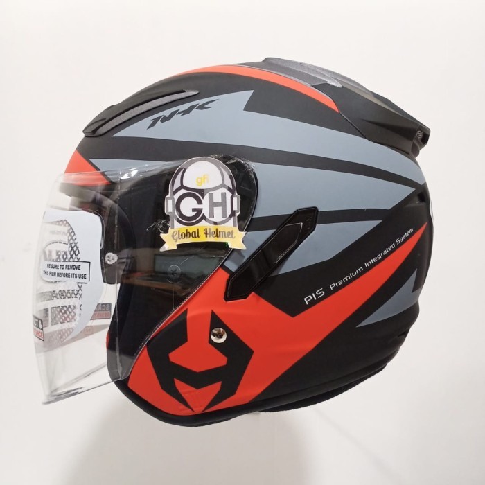 HELM HALF FACE NHK R1 NHK R-1 MOTIF NEMA BLACK RED SILVER DOFF