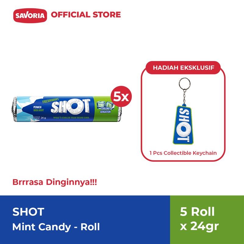 

SHOT Mint Candy Roll 5 Pcs x 24g + Gratis Collectible Keychain