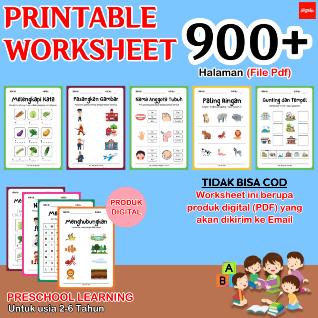 Worksheet Printable Printable Activity Worksheet Lembar Aktivitas Anak  Usia 2 3 4 5 6 Tahun TK PAUD