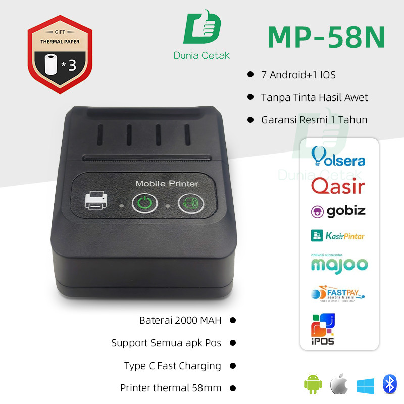 Printer Kasir 58Mm Printer Thermal Alat Print Resi Support Android/Ios/Windows Bluetooth +Usbfree