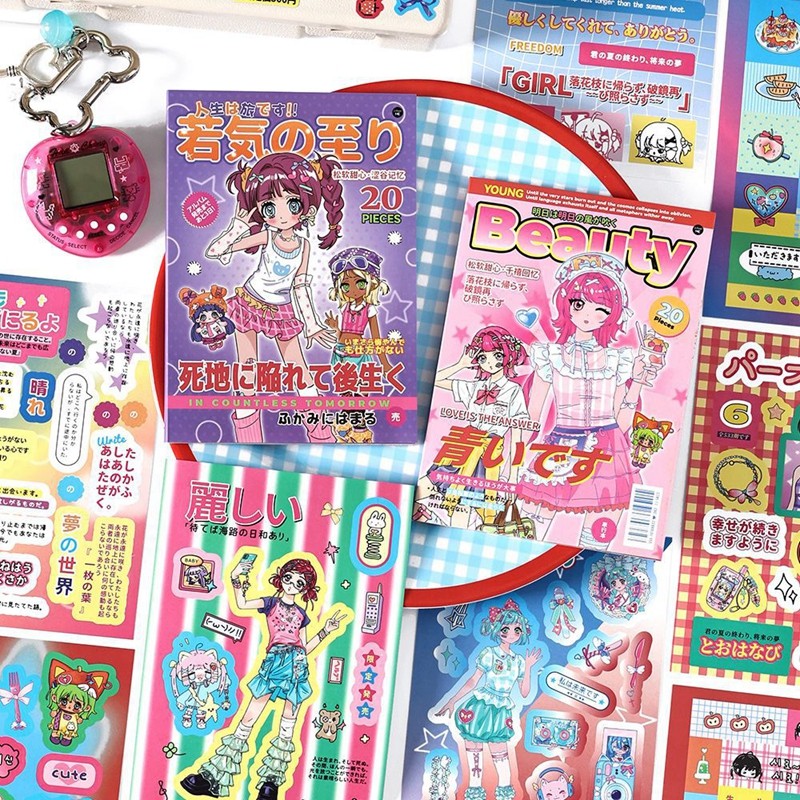 

20 sheets/piece Japanese Ancient Decorative Stickers Laptop Kpop Toplader Photocard Sticker Kids Gift Stationery