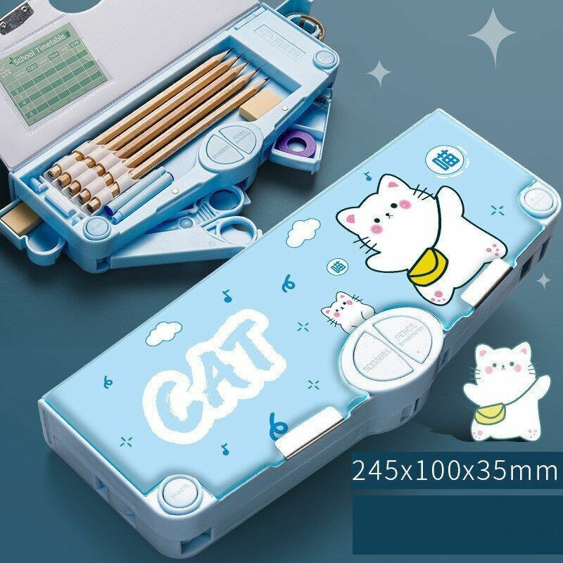 

1Pc Multifunctional Pencil Box School Student Stationery Box Children Pencil Storage Box Novelty Large Capacity Pencil Case Gift