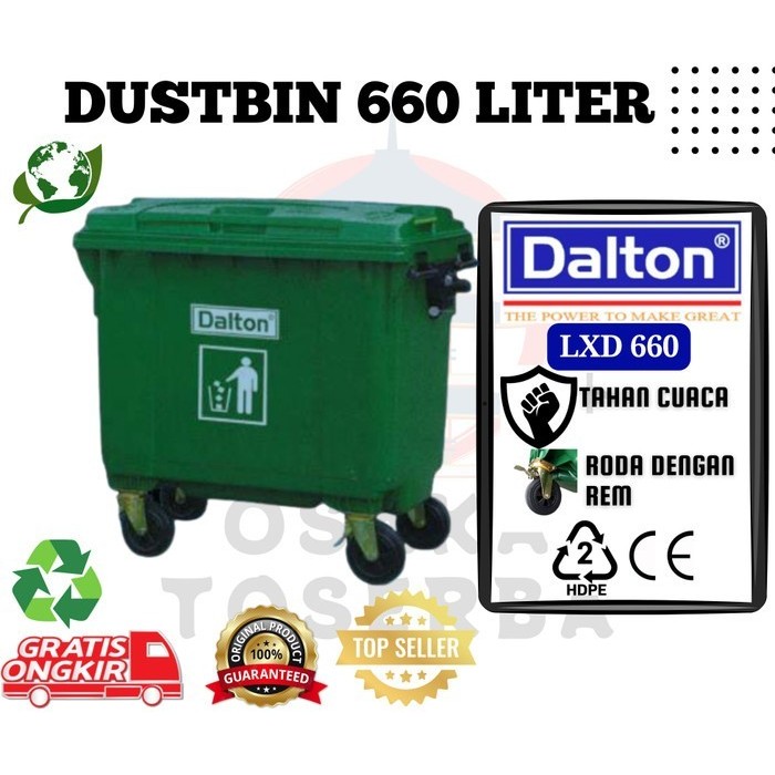 Tempat sampah besar 660 liter Tong sampah besar DALTON Trash bin 660L outdoor