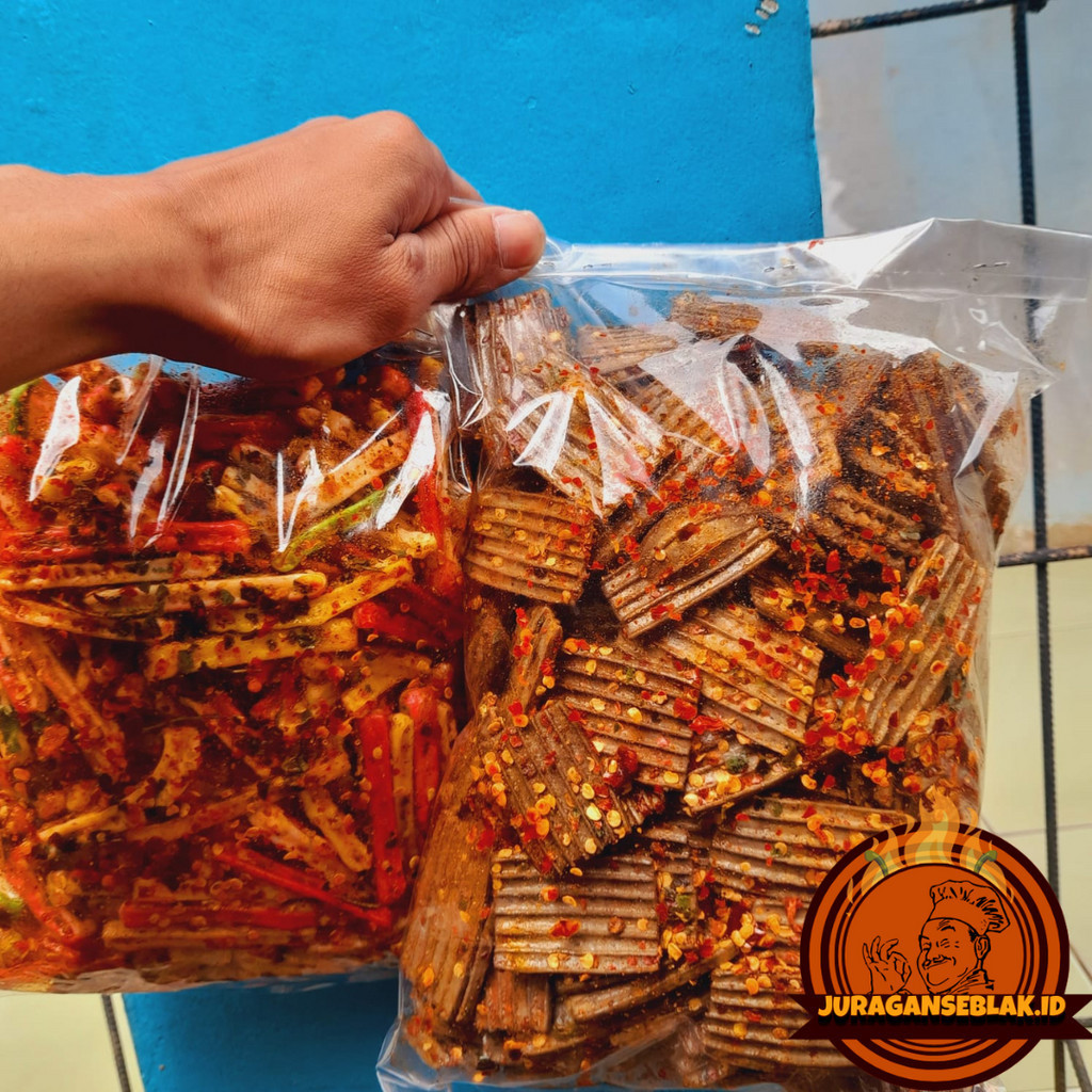 

{Bundle} Kerupuk jengkol pedas 500Gram + kerupuk beton/jaat viral 500gram pedas Daun jeruk juraganseblakendull.id