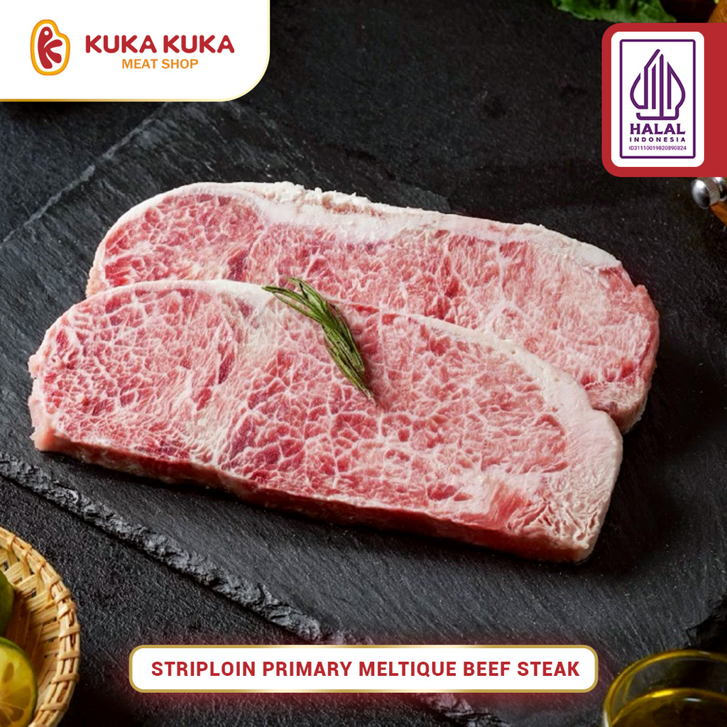 

Daging Sapi Beef Steak Wagyu Primary Striploin / Sirloin Meltique 600gr - 3 pcs