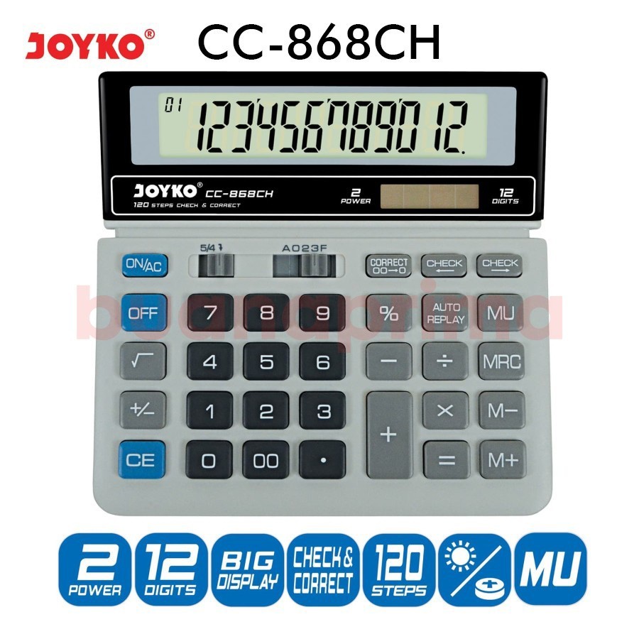 

Kalkulator Joyko 12 Digits Check Correct Besar CC-868CH Calculator