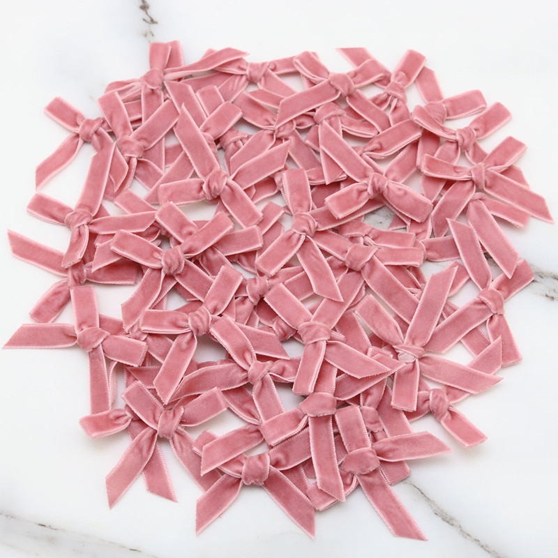 

(50 Pcs/pack)5*5cm Velvet Bow Flesh Pink Colourful Ribbon Bows Small Size Polyester Satin Ribbon Bow Flower DIY Craft Decoration