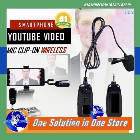 Microphone Mic Clip On Wireless UHF PRANK VLOG untuk Smartphone HP