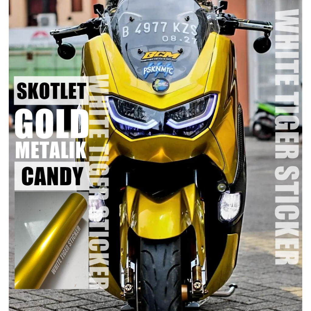 SKOTLET STIKER MOTOR GOLD CANDY SKOTLET GOLD METALIK CANDY SCOTLITE YELLOW GOLD CANDY SKOTLET KUNING