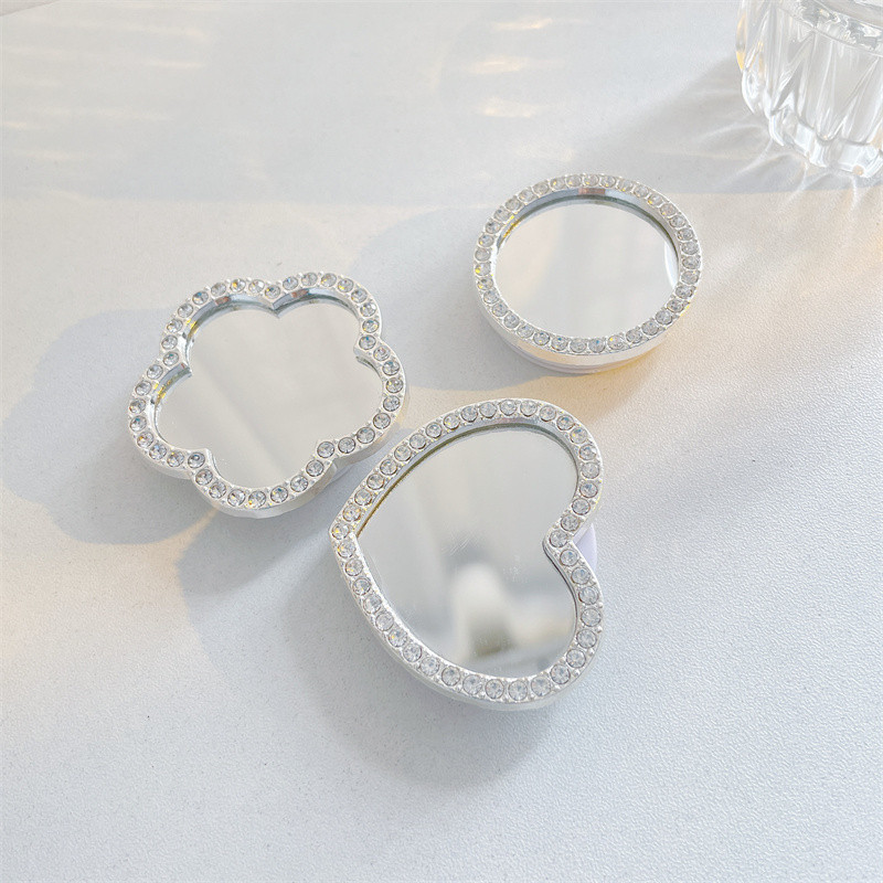 

Korean Cute Heart Flower Mirror Griptok Bracket For iPhone 15 14 Samsung Universal Phone Accessories Phone Holder Grip Tok Stand