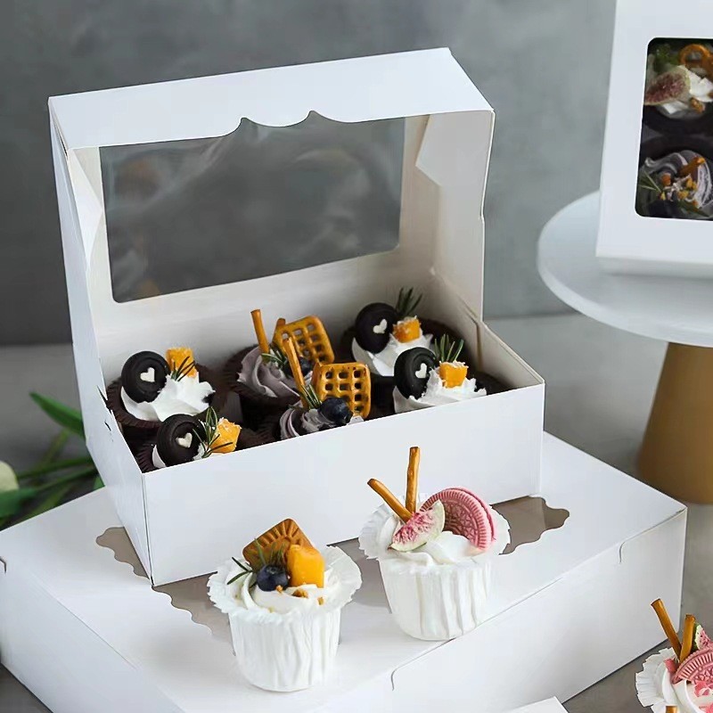 

10Pcs Kraft Paper Open Window Gift Box Baking Cake Cup Favor Candy Packaging Boxes With Sticker Rope Wedding Party Decoration