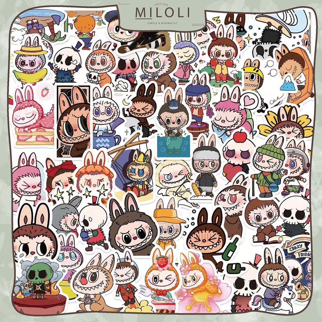 

[MILOLI] 80Pcs STICKER LABUBU Monster Cartoon Deco Sticker DIY Scrapbook Stiker Lucu - B0488