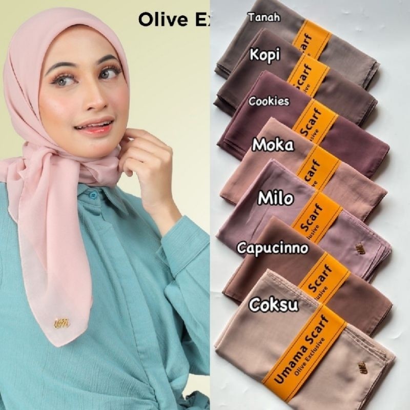 𝗳𝗮𝗳𝗶_Hijab Umama Olive Exclusive Kain Polycotton 110x110 Cm / Jilbab Umamah