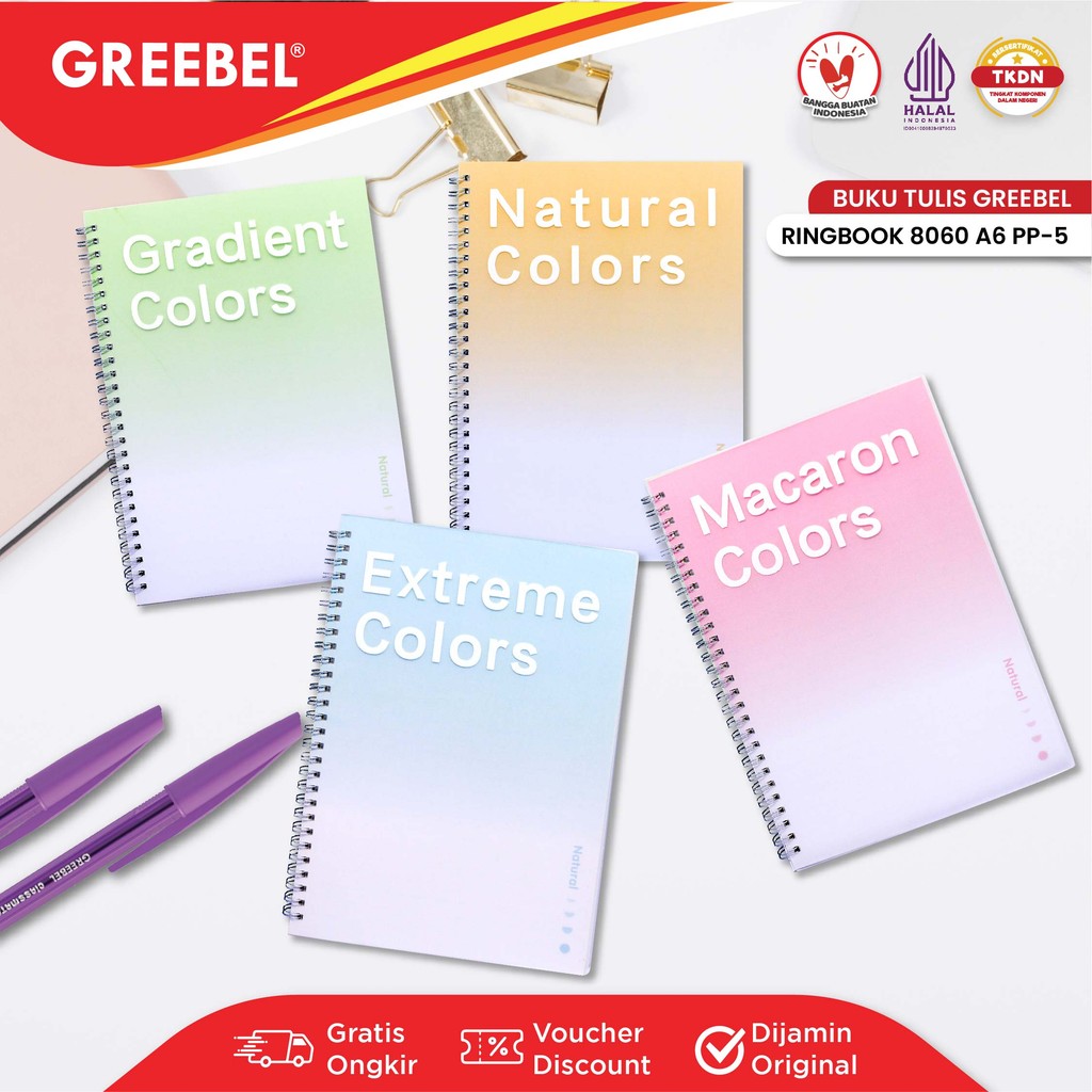 

GREEBEL RINGBOOK 8060 A6 PP-5 / Agenda Planner Lucu unik / Buku Catatan Spiral Ring book isi 60 halaman