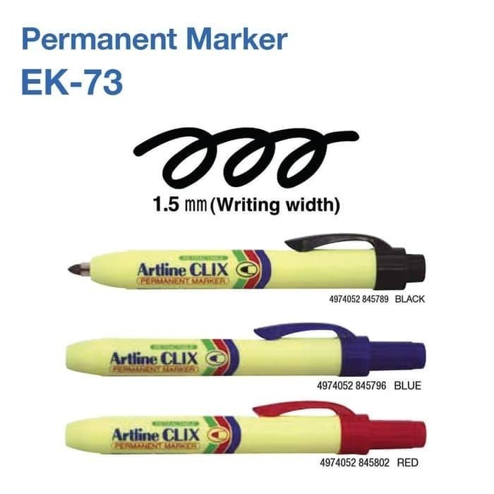

Spidol Artline EK-73 Clix Permanent Marker Original - Hitam